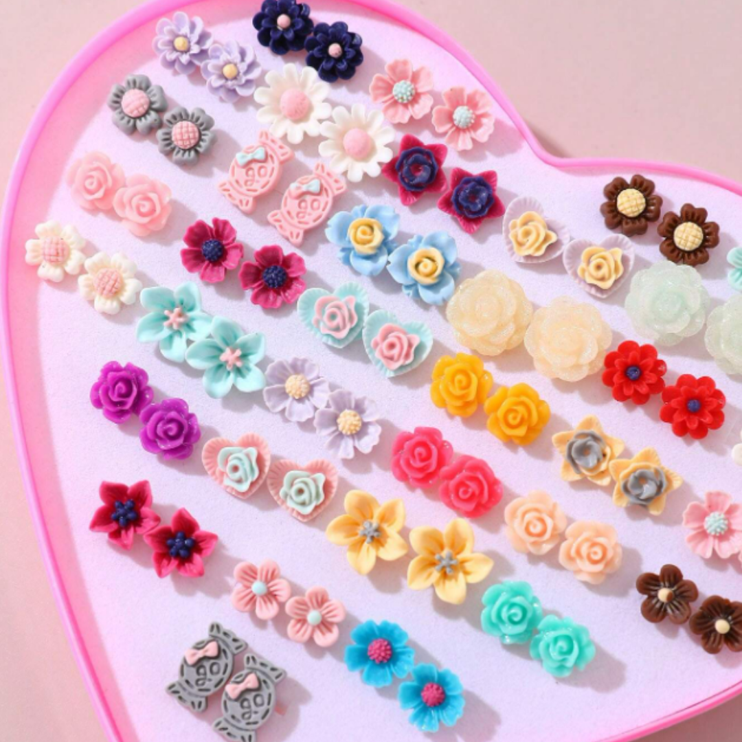 36 pcs Set Flower Earrings