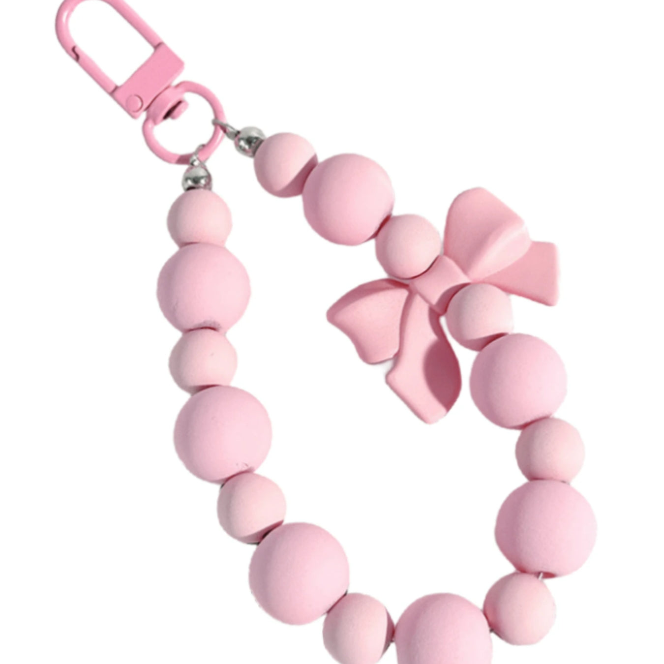 Pink Beads Bow Keychain