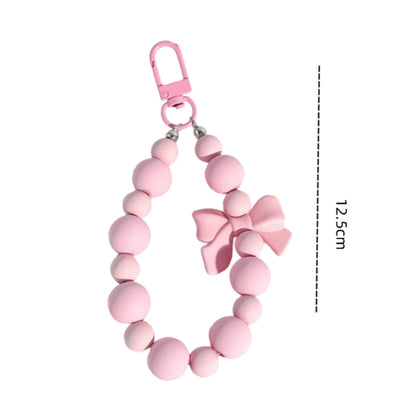 Pink Beads Bow Keychain